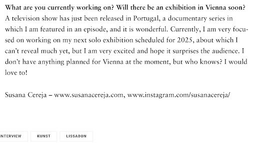 INTERVIEW WITH SUSANA CEREJA — 17